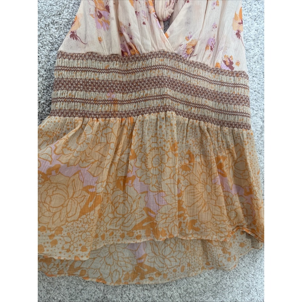 Free People Brinkley Top With Shirring In Boho Floral. Size XL - Picture 3 of 10